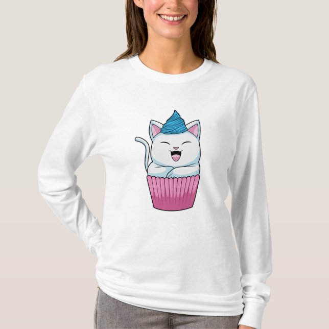 Cat Eating Muffin T-Shirt (Front)