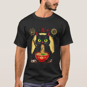 Cat Eating Noodles T-Shirt