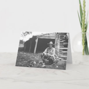 Cat eating out of a coffee can card