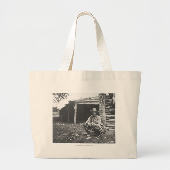 Cat eating out of a coffee can large tote bag (Front)
