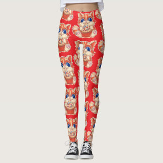 Cat Eating Pizza colour Leggings
