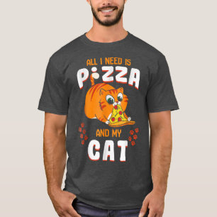 Cat Eating Pizza Pepperoni Slice Kitten Lover Paw  T-Shirt