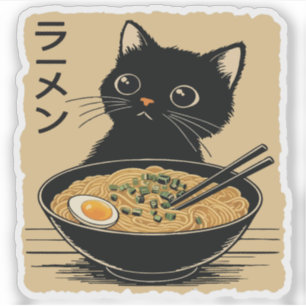 Cat eating ramen