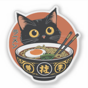 Cat eating ramen