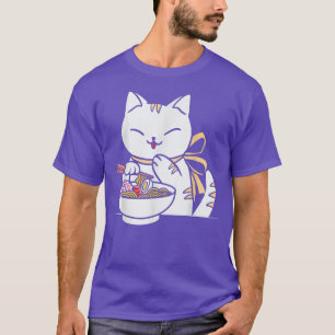Cat Eating Ramen Bowl Kawaii Anime Japanese Cute G T-Shirt