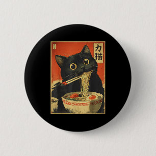 Cat Eating Ramen Funny Japanese Kawaii Cat Anime L 6 Cm Round Badge