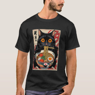 Cat Eating Ramen Funny T-Shirt