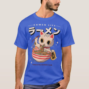 Cat Eating Ramen Japanese Cute Kawaii Anime Tee 