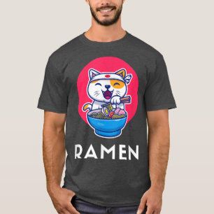 Cat Eating Ramen Japanese Cute, Ramen Eating Cat A T-Shirt