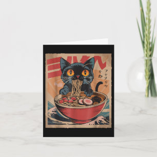 Cat Eating Ramen Japanese Graphic Tees Kawaii Cat Card