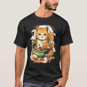 Cat Eating Ramen Noodle I Just Really Love Ramen 1 T-Shirt