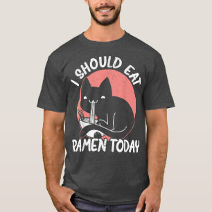 Cat Eating Ramen Noodles Japanese Food T-Shirt