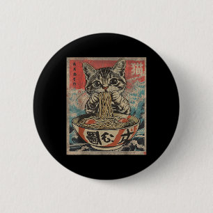Cat Eating Ramen Noodles Kawaii Anime Manga Japane 6 Cm Round Badge
