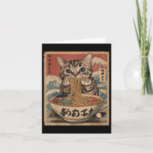 Cat Eating Ramen Noodles Kawaii Anime Manga Japane Card