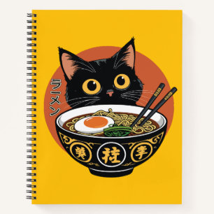 Cat eating ramen notebook