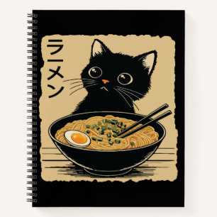 Cat eating ramen notebook