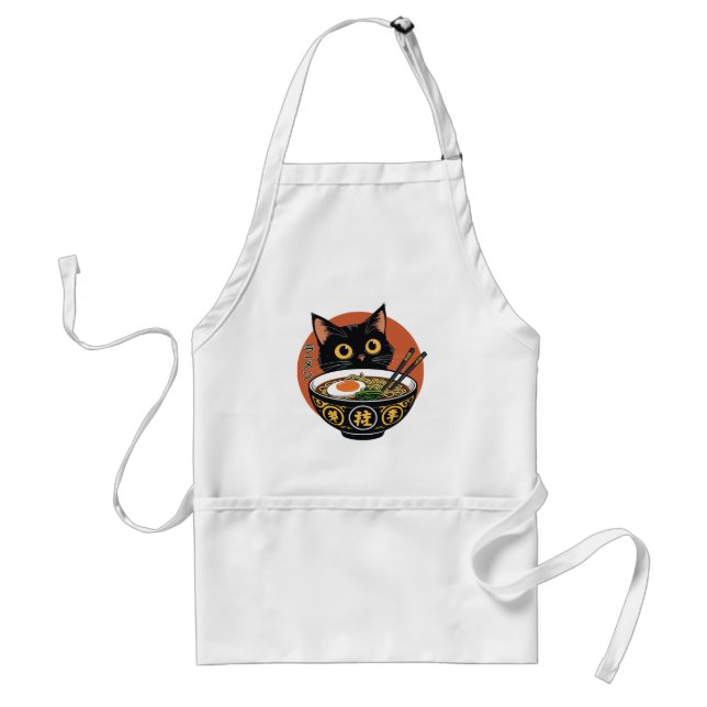 Cat eating ramen  standard apron (Front)