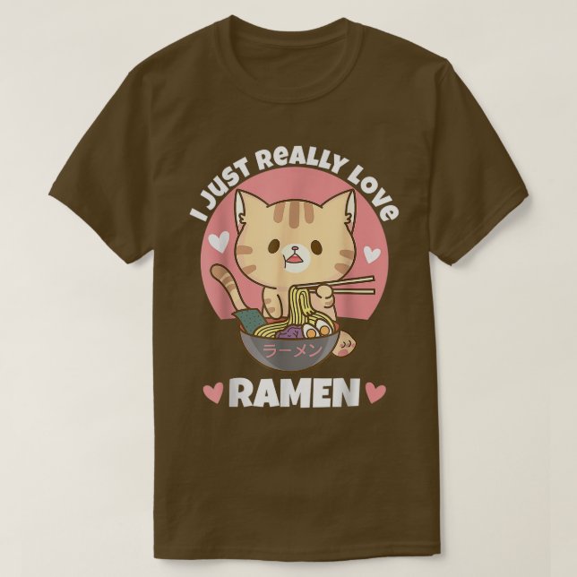 Cat Eating Ramen  T-Shirt (Design Front)