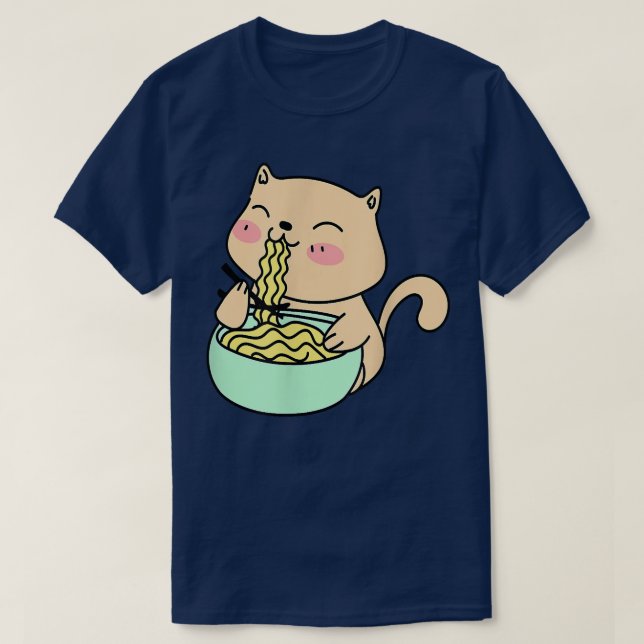 Cat Eating Ramen  T-Shirt (Design Front)