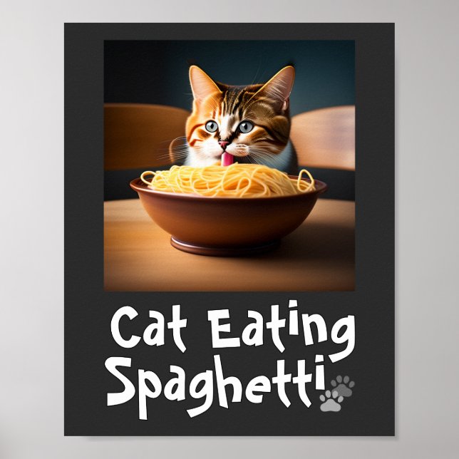Cat Eating Spaghetti Meme Poster (Front)