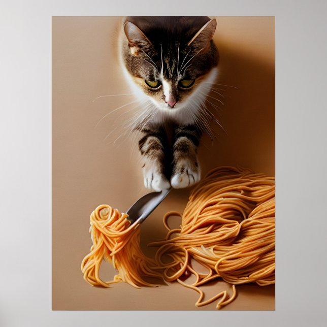 Cat Eating Spaghetti  Poster (Front)