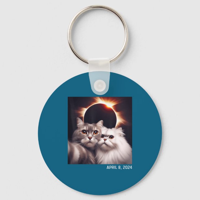 Cat Eclipse 2024 Shirt Funny Total Solar Eclipse K Key Ring (Front)