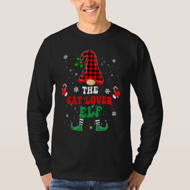 Cat   Elf   Matching Group Christmas Pajama Groovy T-Shirt (Front)