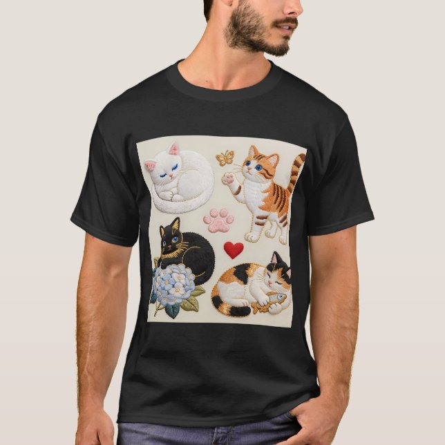 cat embroidery5 T-Shirt (Front)