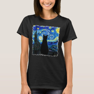 Cat enjoying a Starry Night! T-Shirt