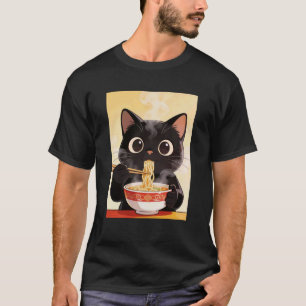 Cat Enjoys Ramen Noodles Soup Long Sleeve T-Shirt
