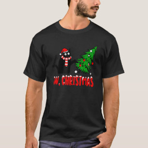 Cat Ew Christmas Black Cats Sarcastic Anti Chris T-Shirt