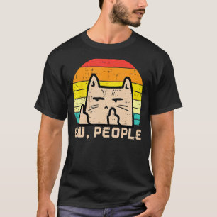 Cat Ew People Sunset Retro Anti Social Introvert M T-Shirt