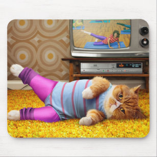 Cat Exercising Mouse Pad