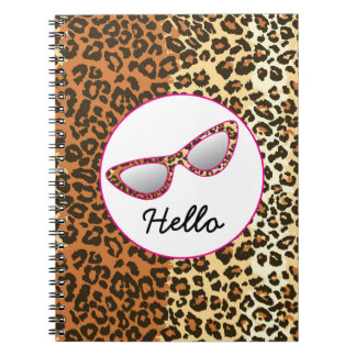 Cat Eye Glasses Leopard Print w/Custom Name Notebook