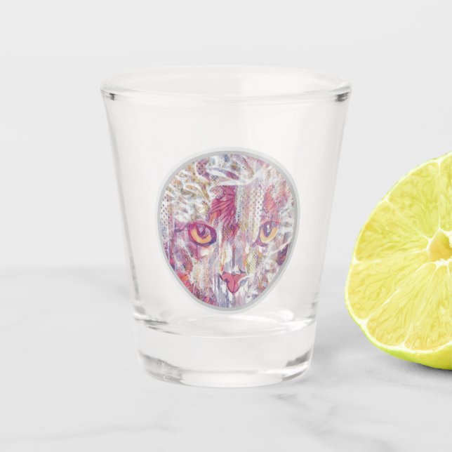 Cat eyes-abstract art shot glass (Front)