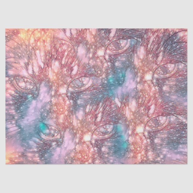 Cat Eyes Colourful Pink Teal Elegant Chic Texture Tissue Paper (Front)