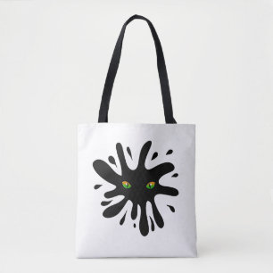 Cat Eyes looking out a Black Blob Tote Bag
