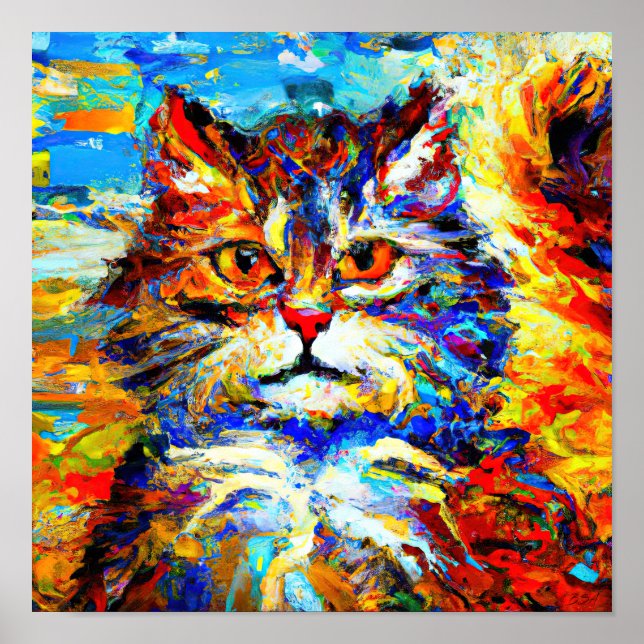 Cat Eyes No.1 in the style of Leonid Afremov. Poster (Front)