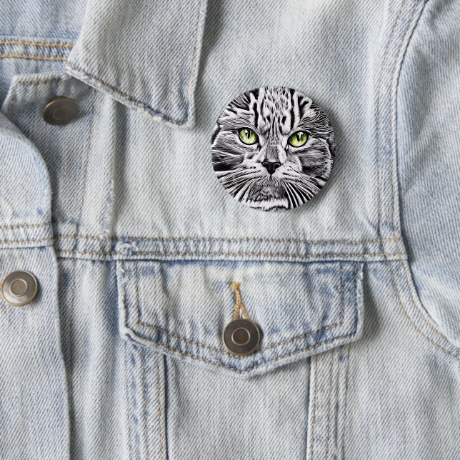 Cat face 6 cm round badge (In Situ)