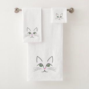 Cat face bath towel set
