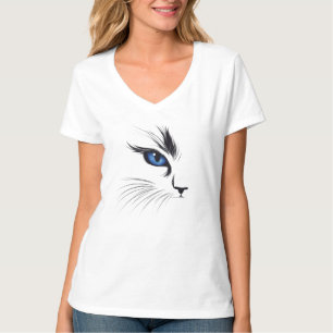 Cat Face Blue Eye Modern Cat Lover T-Shirt