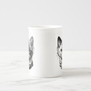 Cat face  bone china mug