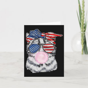 Cat Face Bubblegum 4th Of July Meowica Independenc Card