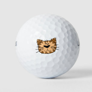 Cat Face Cartoon Striped Tiger Animal Head Golf Balls