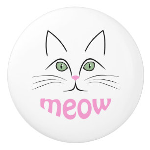 Cat face ceramic knob