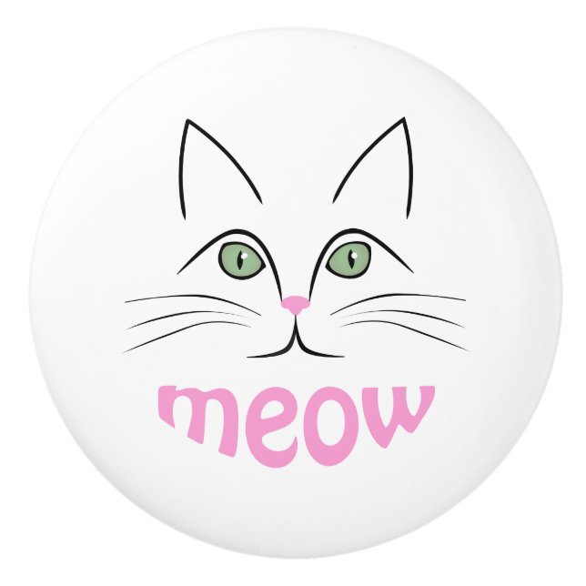 Cat face ceramic knob (Front)