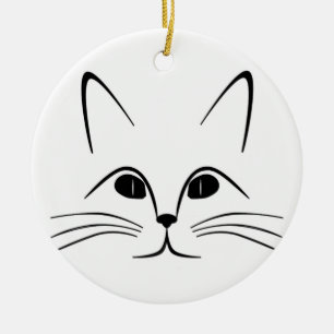 CAT FACE CERAMIC TREE DECORATION