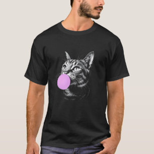 Cat Face Chewing Bubble Gum, Funny Cute Black T-Shirt