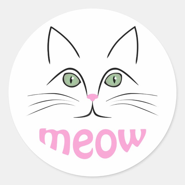 Cat face classic round sticker (Front)