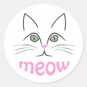 Cat face classic round sticker